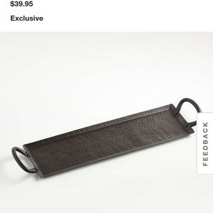 Crate & Barrel Rectangular Platter. Hammered, Handcrafted Iron Pattern.